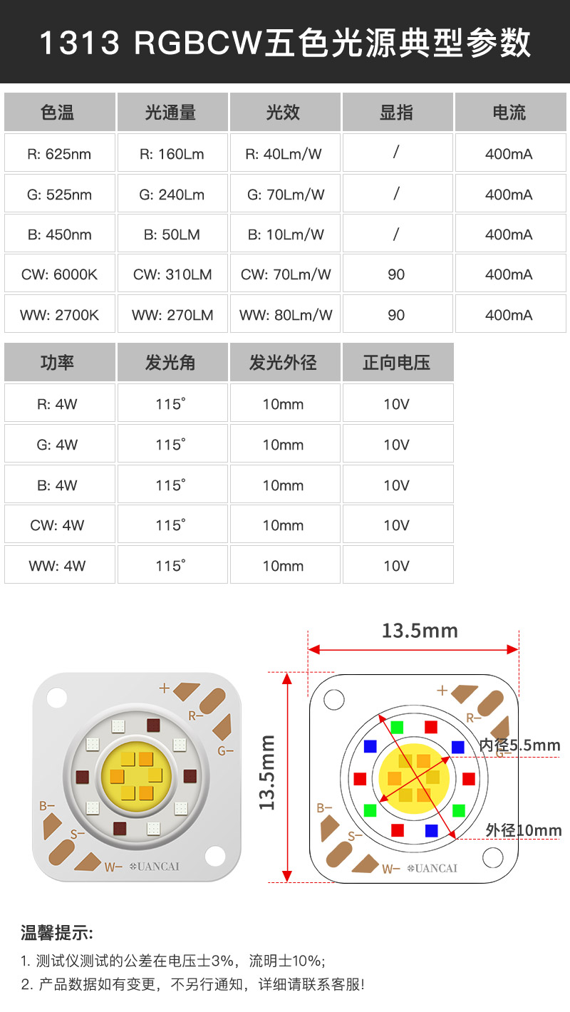 1313基板  RGBCW五合一 COB光源(图3)